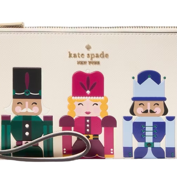 ♠️kate spade Oh What Fun Nutcracker Double Zip Wristlet, Meringue Multi NWT - Picture 2 of 12